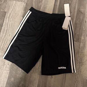 adidas Black Athletic Shorts with White Side Stripes